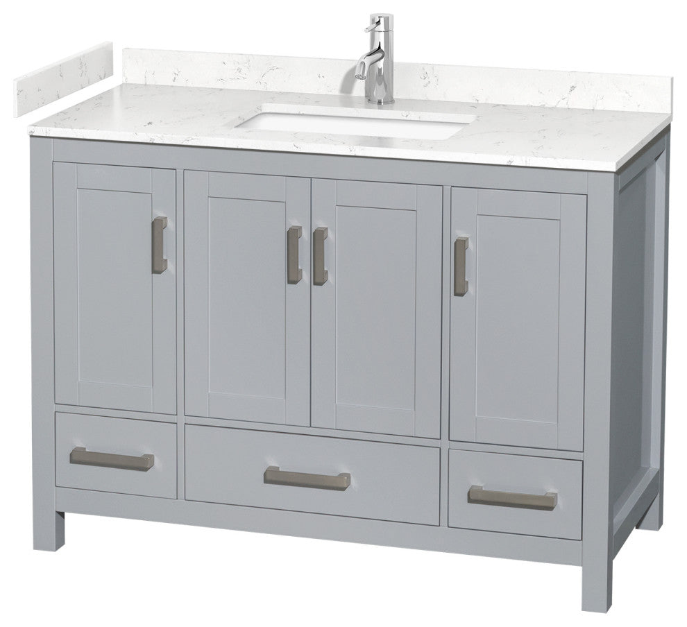 48" Single Bathroom Vanity, Gray, Carrara Cultured Marble Countertop, Sink