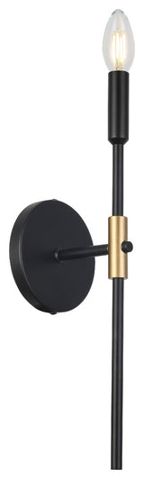 Cinthia 1-Light Wall Sconce, Matte Black/Aged Brass
