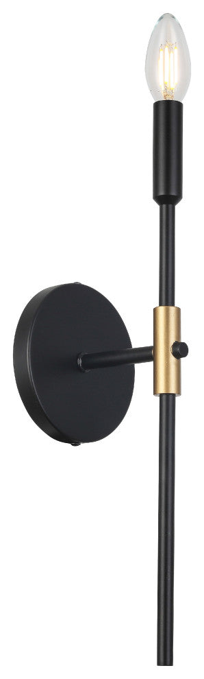 Cinthia 1-Light Wall Sconce, Matte Black/Aged Brass