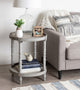 Bellport Round Wood Side Table with Shelf, Gray 20x20x24