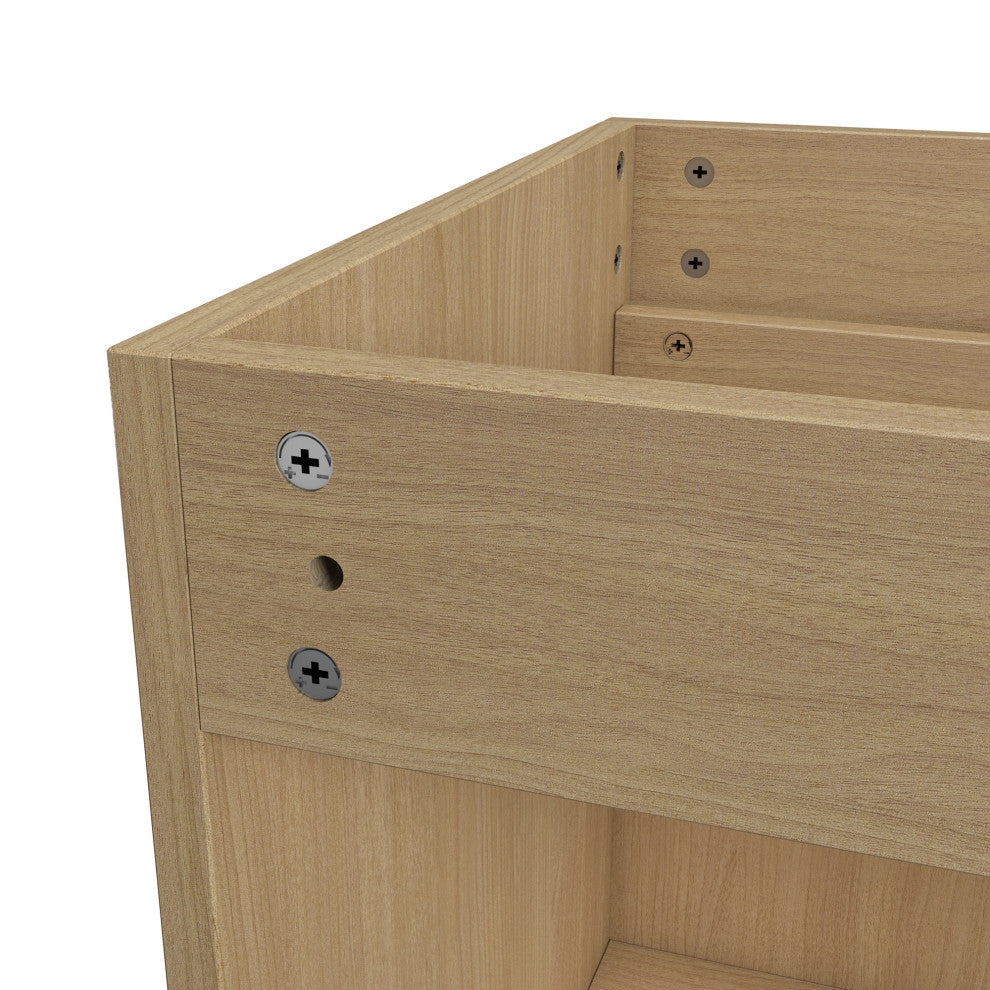 Wall Mounted Bath Vanity, Light Oak, Integrated Ceramic Sink, 24"