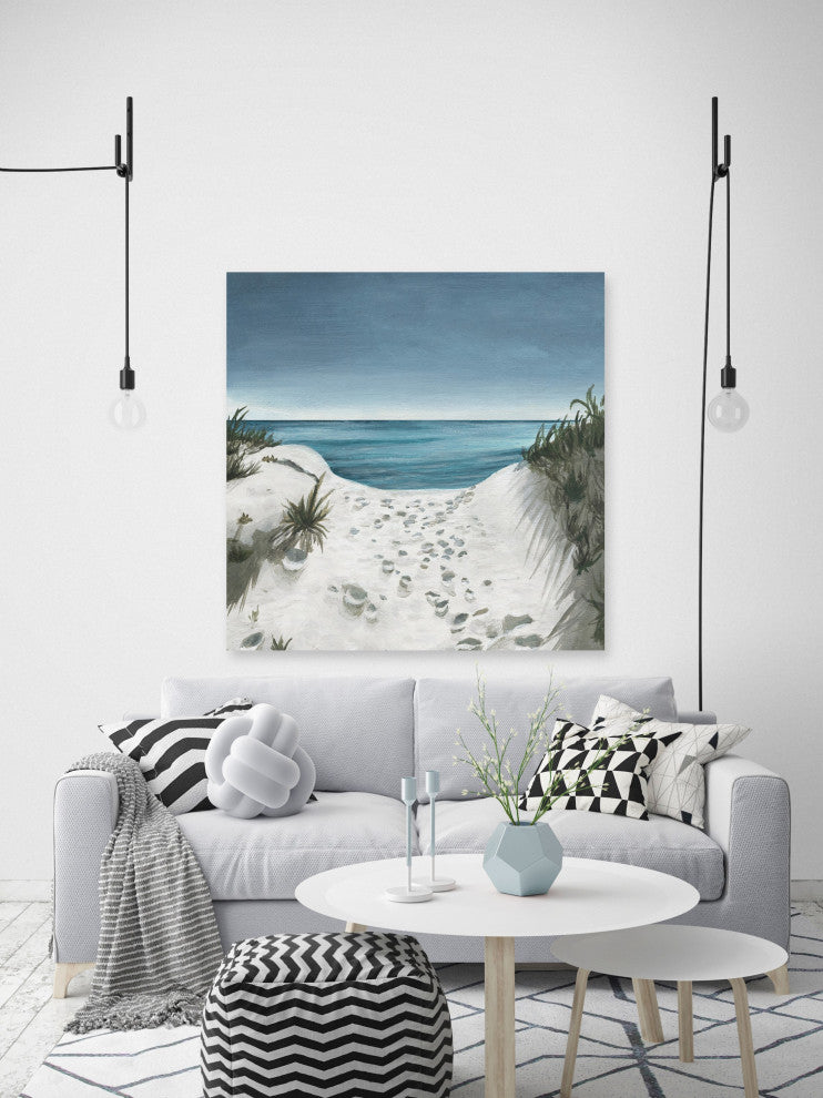 "Beach Footprints" Painting Print on Wrapped Canvas, 48x48