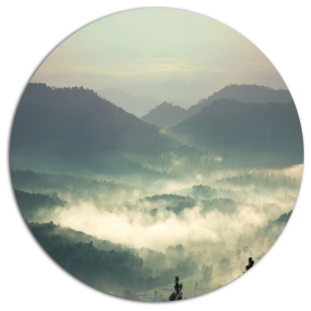 Beautiful Foggy Hills In Sri Lanka, Beach Round Wall Art, 36"