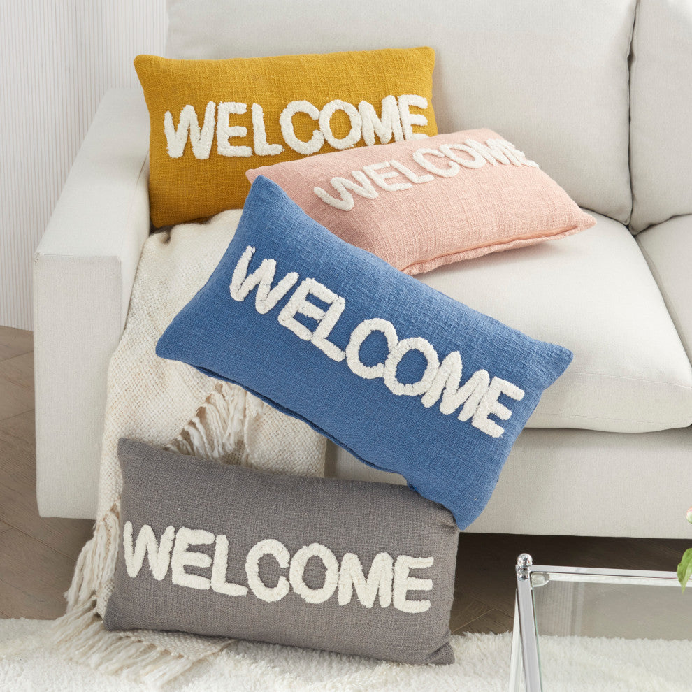 Nourison Home 12"x21" Mina Victory Tufted Welcome Blush Throw Pillows