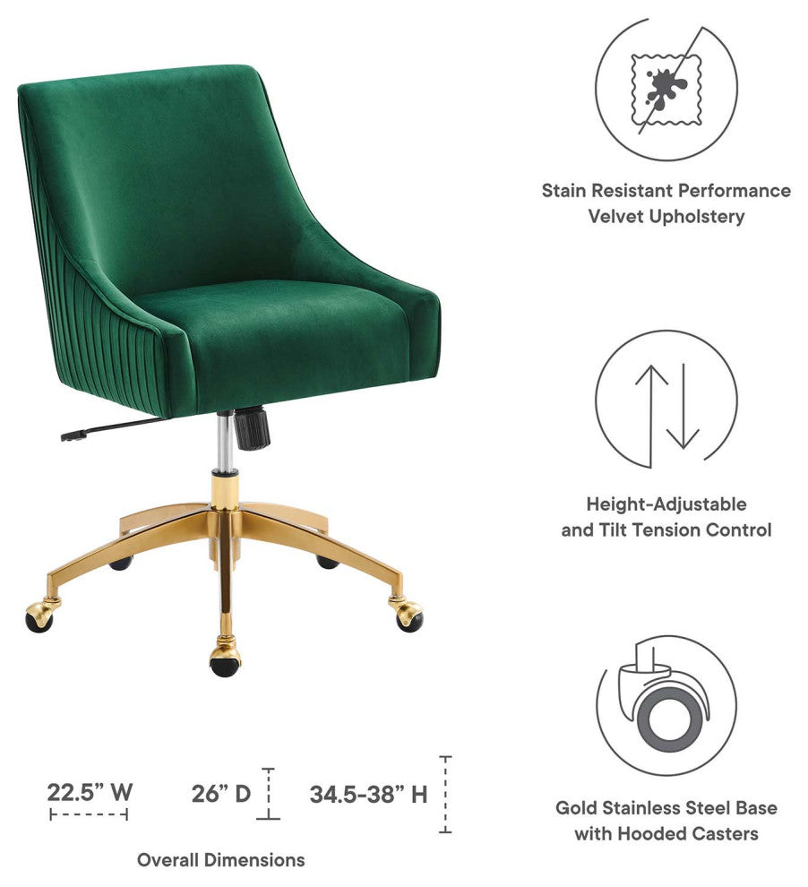 Discern Performance Velvet Office Chair, Green