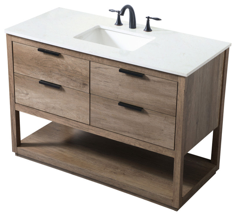 Louie 48" SIngle Bathroom Vanity, Natural Oak