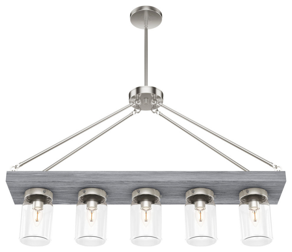 Hunter Devon Park Collection 5-Light Rectangle Chandelier, Brushed Nickel