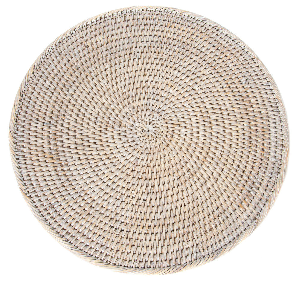 Artifacts Rattan Round Placemat, White Wash, Medium
