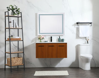 Home Living 40" Single Bathroom Vanity, Teak With Backsplash