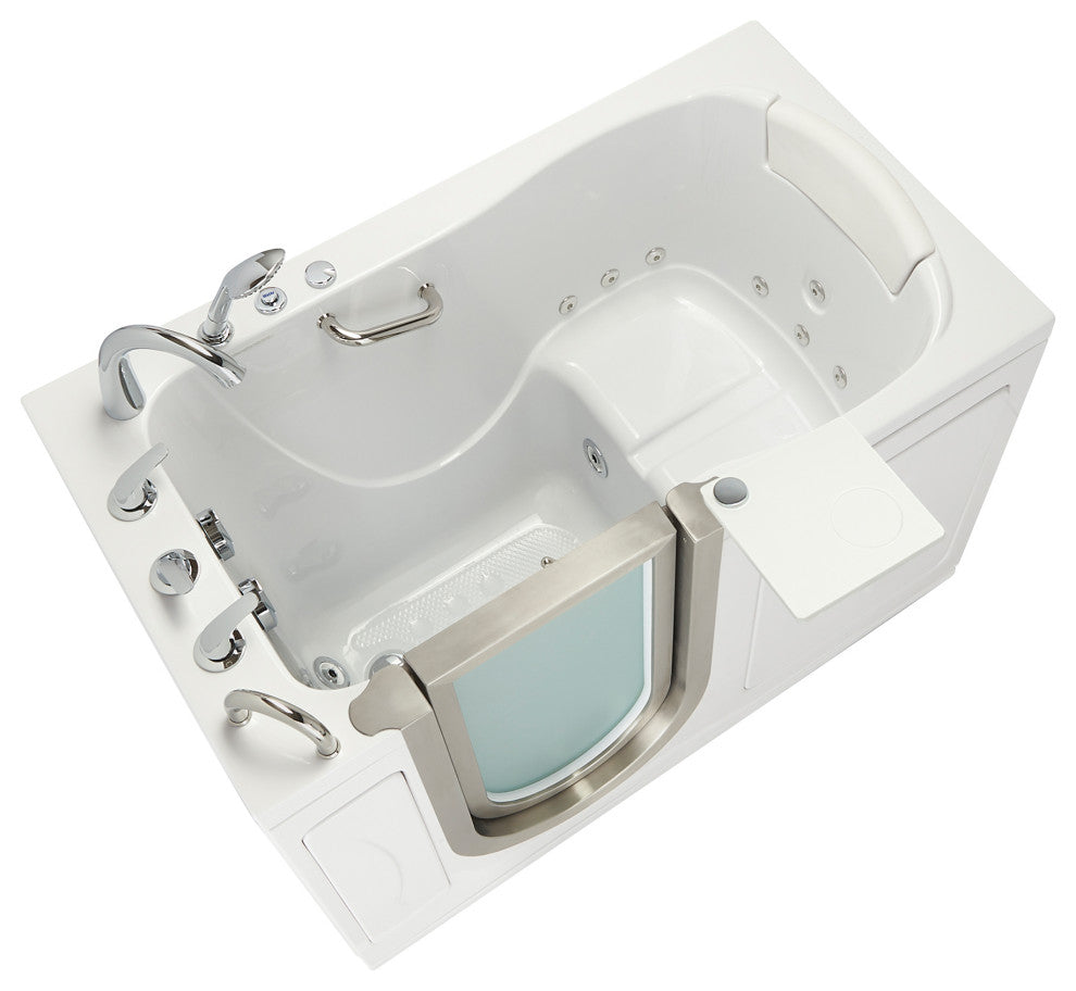 Ella Royal 32"x52" Acrylic Massage Walk-In Bathtub Inward Swing Door, Dual Drain