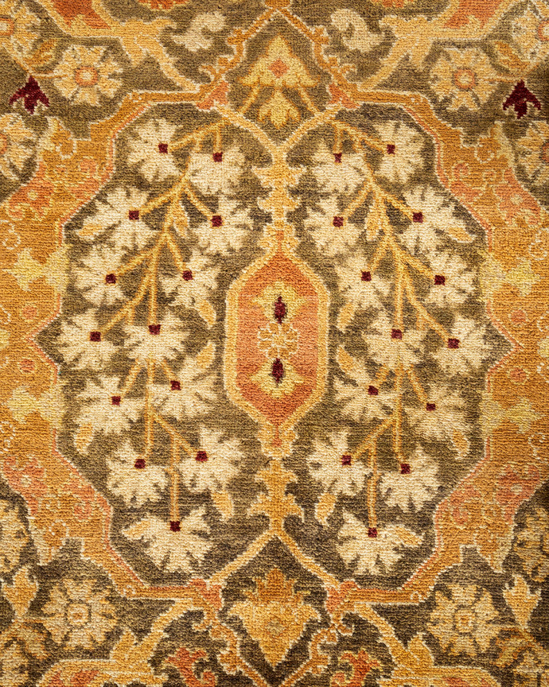 Eclectic, One-of-a-Kind Hand-Knotted Area Rug Green, 12' 1" x 17' 7"