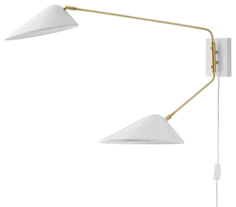 Sconce Wall Lamp Light Fixture, White, Metal, Modern Cafe Bistro Hospitality