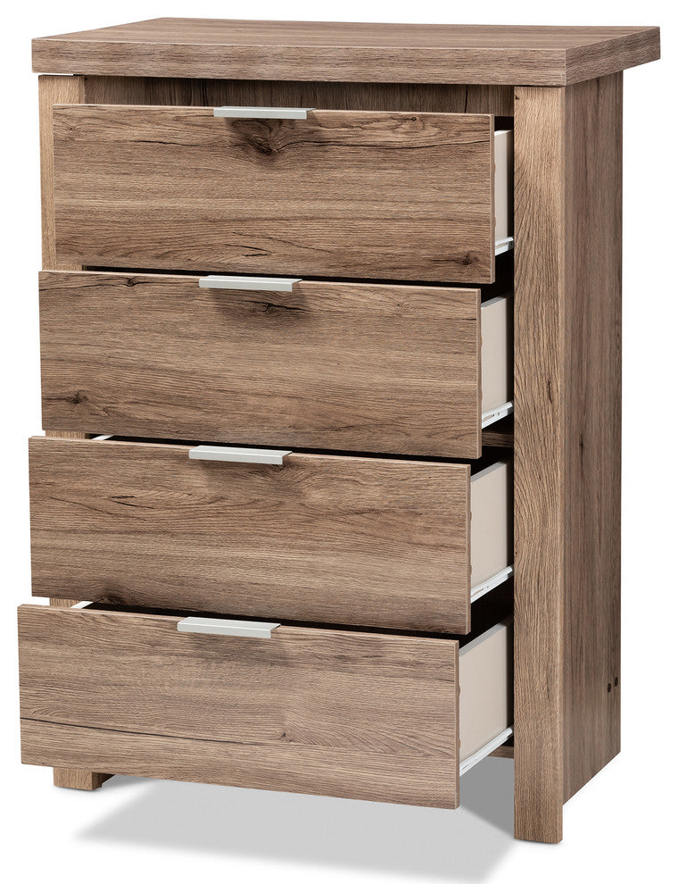 Laverne Modern and Contemporary Oak Brown Finished 4-Drawer Chest