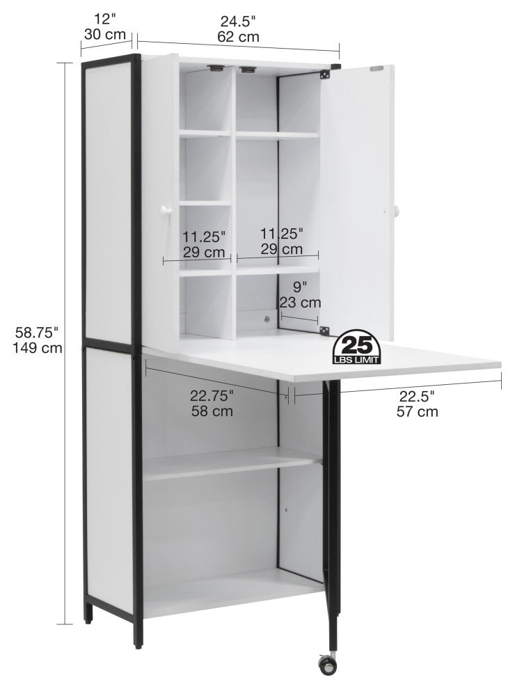 Sew Ready Craft, Office, Multi-use Armoire in Charcoal, White