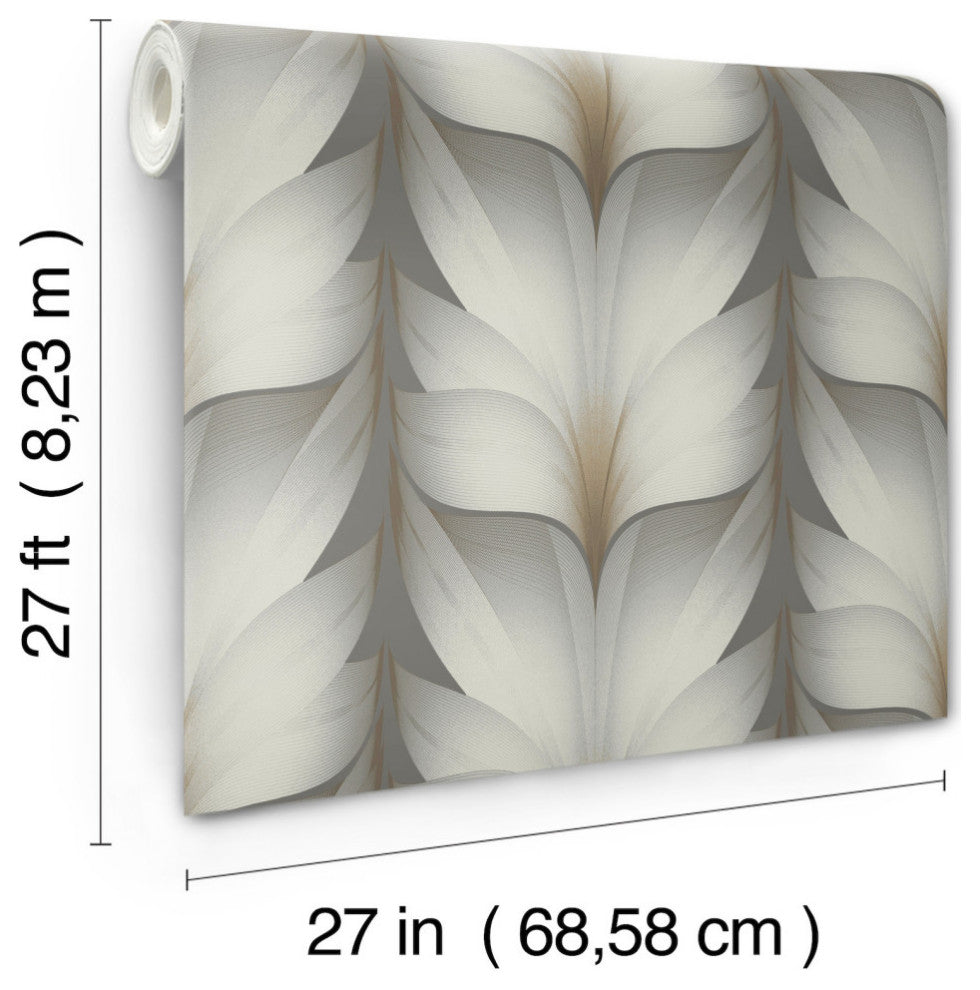 Charcoal Lotus Light Stripe Wallpaper
