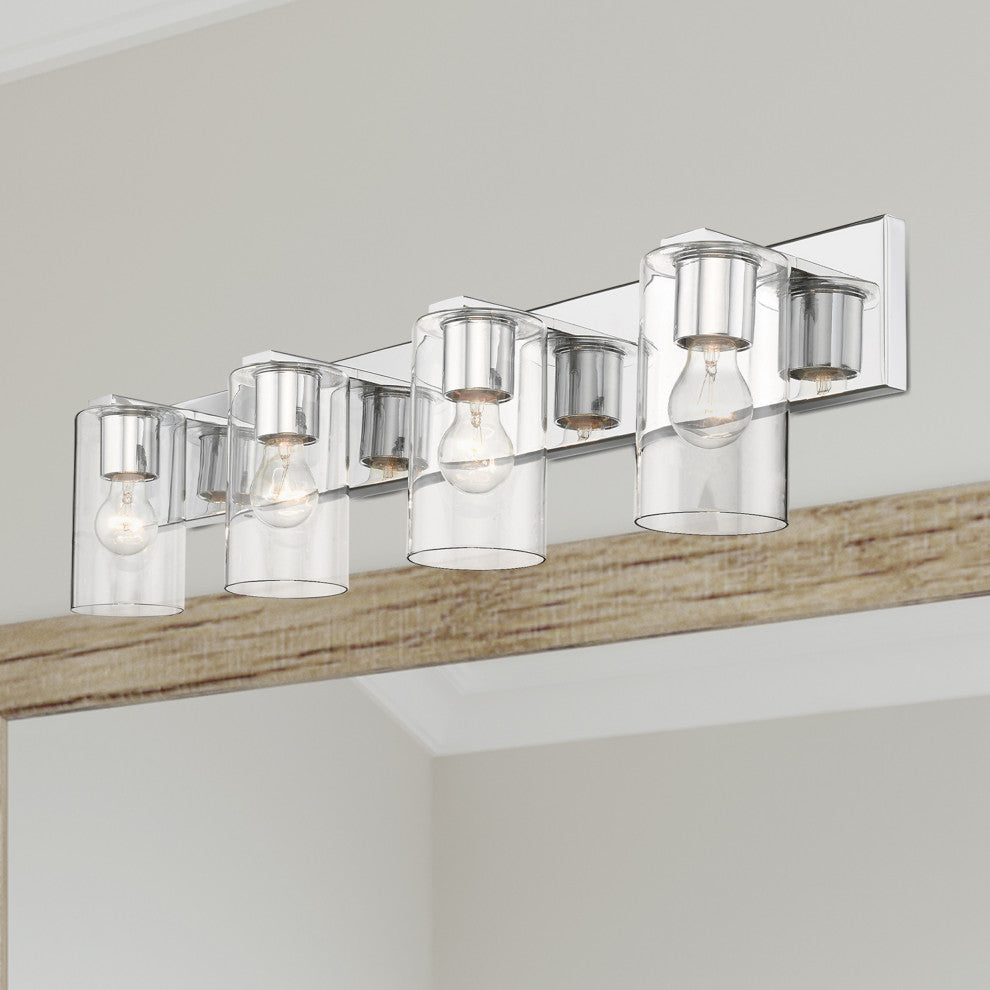 Livex Lighting Zurich 4 Light Polished Chrome Large Vanity Sconce