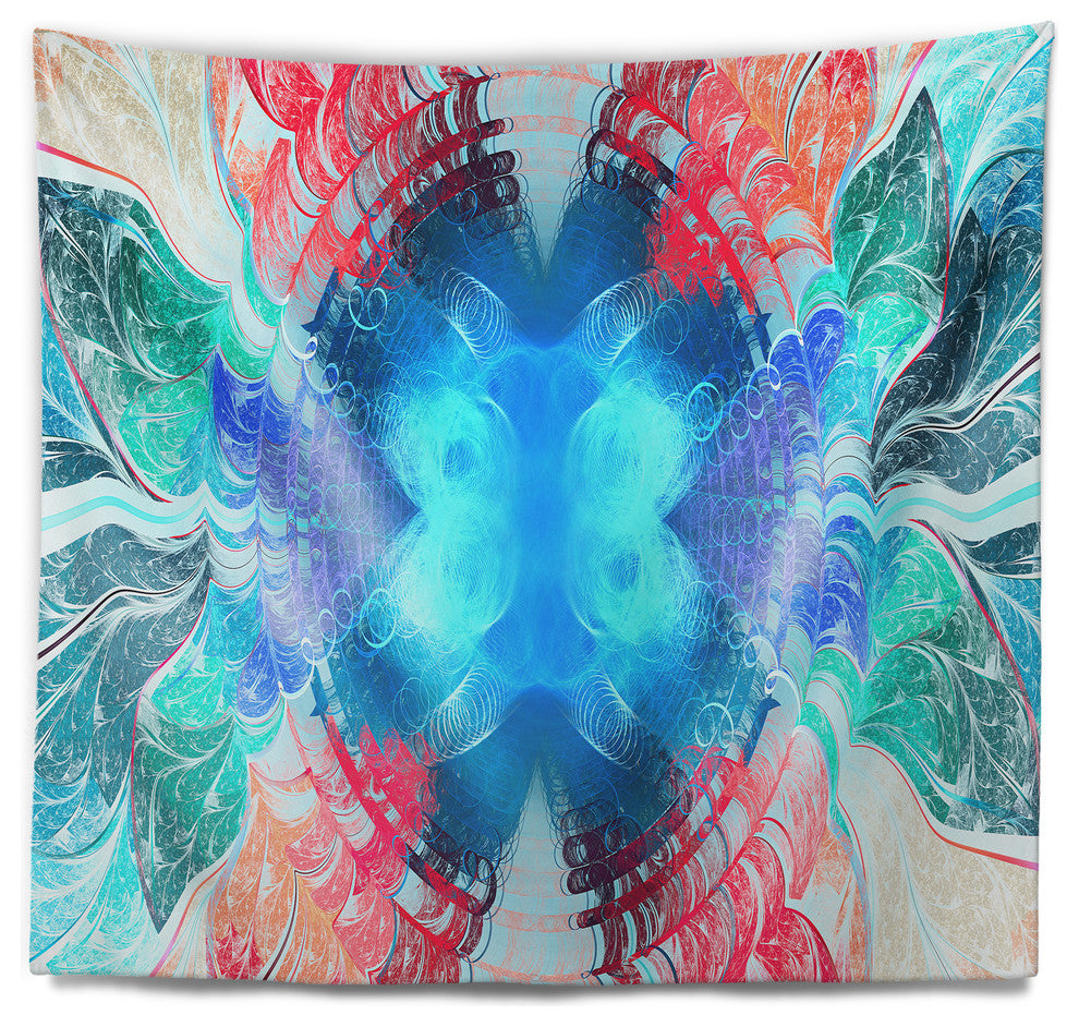 Extraordinary Fractal Blue Texture Abstract Wall Tapestry, 60"x50"