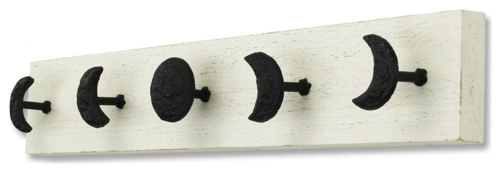 White and Black Moon Phase Five Hook Coat Hanger