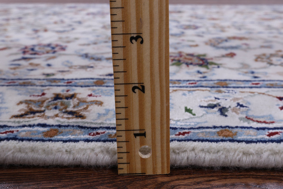 2' 11" X 10' 0" Runner Persian Nain Wool and Silk Handmade Rug Q8531