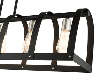 Textured Black Mid Century Modern, Industrial, Vintage, Rustic Linear Chandelier