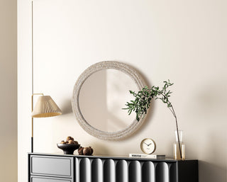 Home Living Oval Cornhusk Mirror 36x42, Linen White