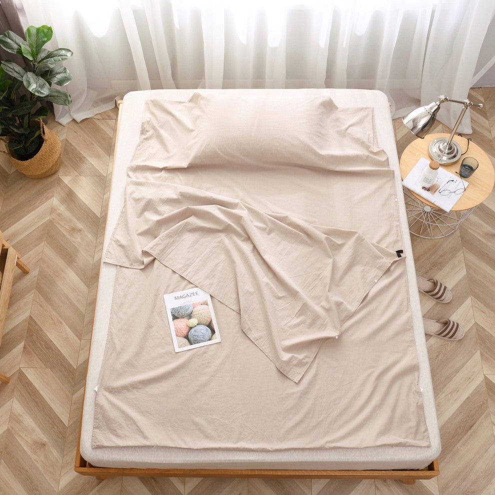 Travelux Hotel Camping Airbed Travel Sheet Set, Carrying Bag, Khaki, Twin