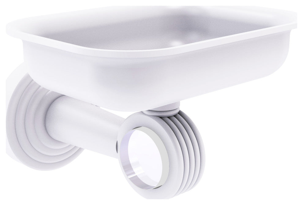 Pacific Beach Wall-Mount Soap Dish Holder with Groovy Accents, Matte White