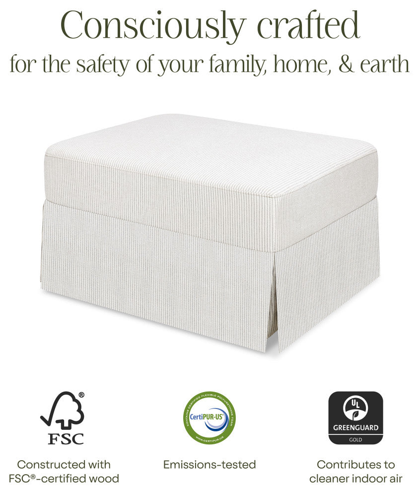 Crawford Gliding Ottoman, Fog Chatham Stripe Performance Eco-Weave