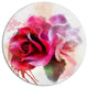 White Red Roses With Color Splashes, Floral Disc Metal Artwork, 36"