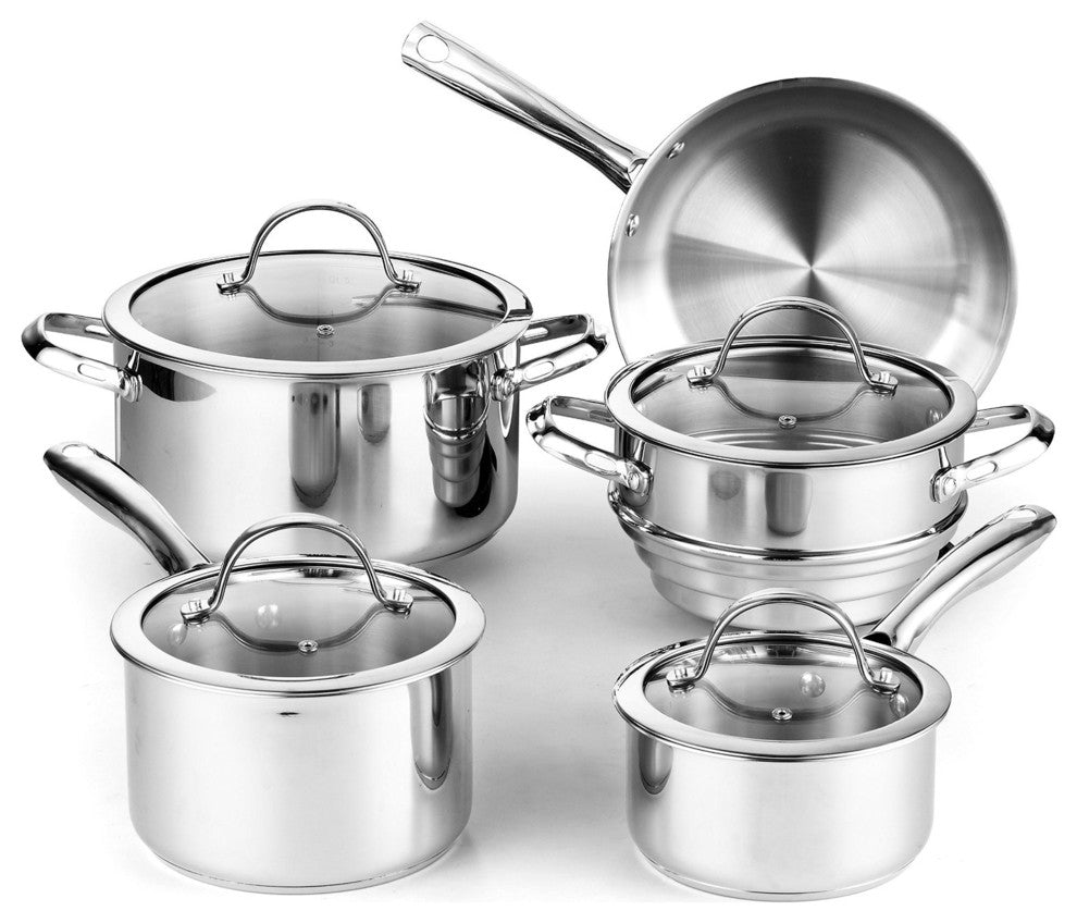Cooks Standard 02492 9-Piece Classic Stainless-Steel Cookware Set