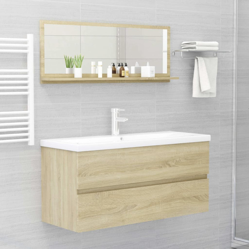 vidaXL Mirror Vanity Mirror Wall Mounted Bath Mirror Sonoma Oak Engineered Wood