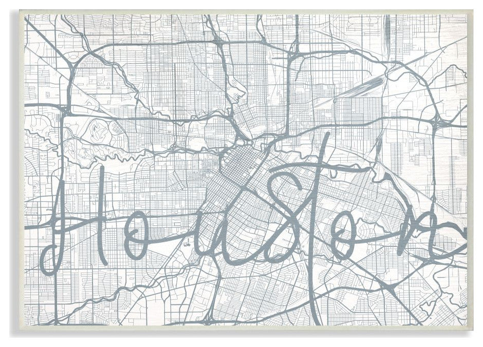 Houston Modern City Map Grey Word Design, 10"x15"