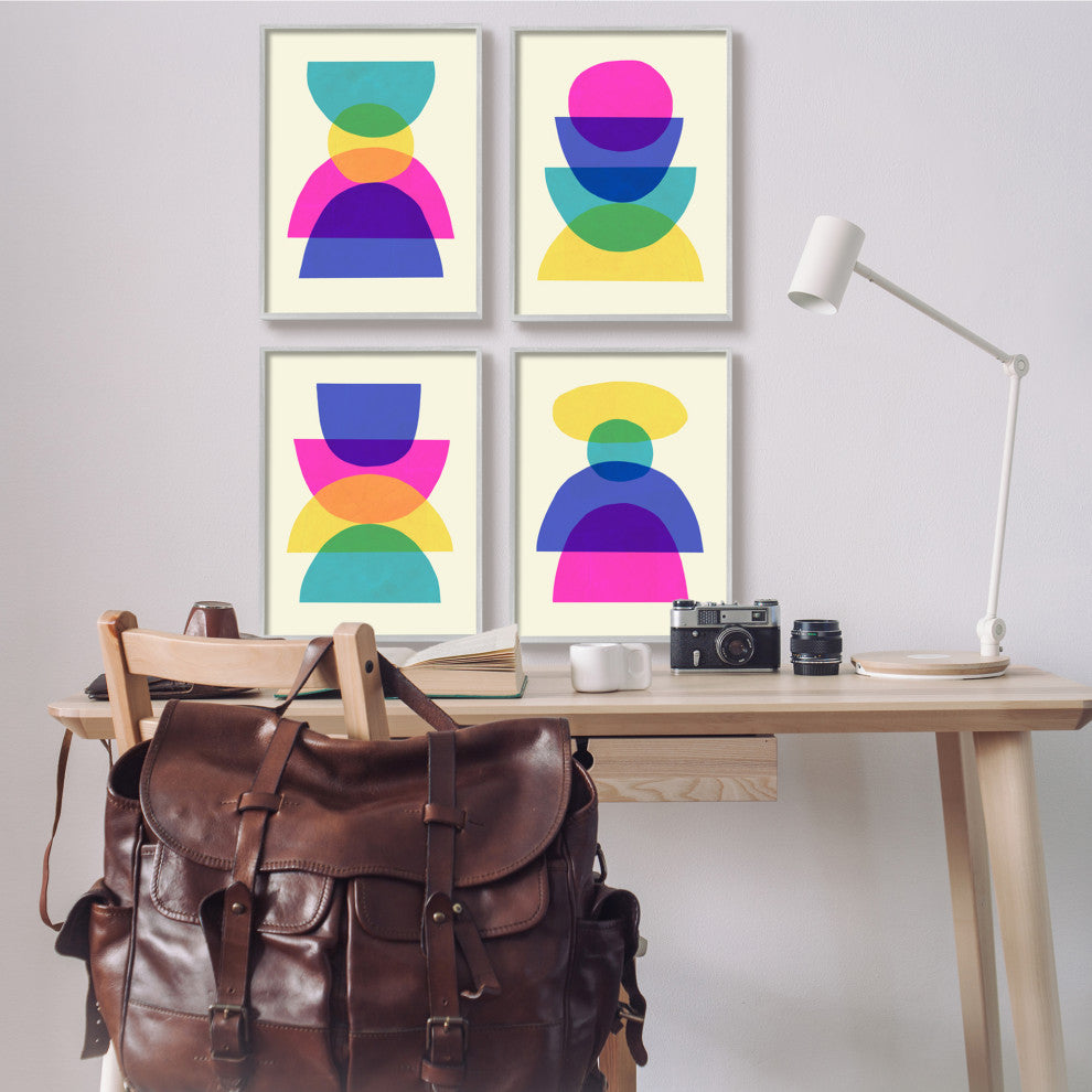 Intergalactic Rainbow Abstract Transparent Geometric Shapes , 4pc, each 16 x 20