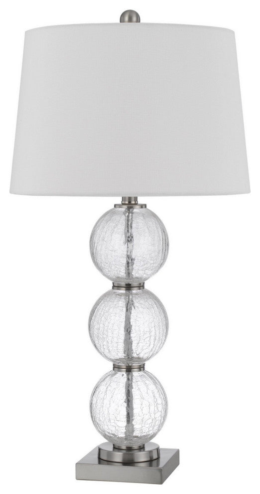 Benzara BM282160 29" Accent Table Lamp Set of 2, Crackle Glass balls, Silver