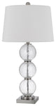 Benzara BM282160 29" Accent Table Lamp Set of 2, Crackle Glass balls, Silver