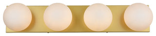 Jaylin Four Light Bath Sconce in Brass And Frosted White