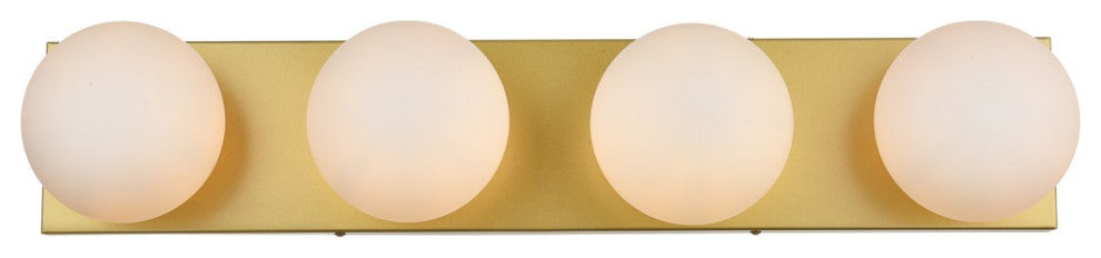 Jaylin Four Light Bath Sconce in Brass And Frosted White