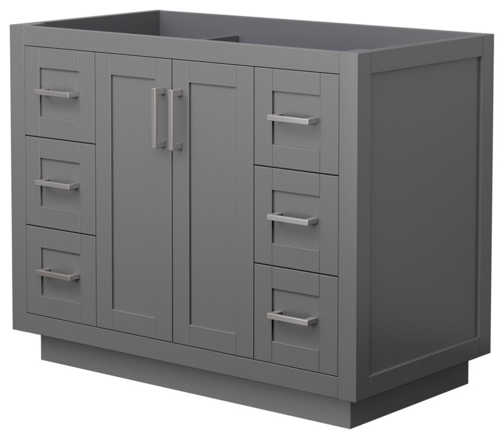 42" Single Bathroom Vanity, Dark Gray, No Countertop, No Sink, Nickel Trim