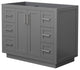 42" Single Bathroom Vanity, Dark Gray, No Countertop, No Sink, Nickel Trim