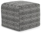 Hendrik Square Woven Pouf, Gray/Black Recycled PET Polyester