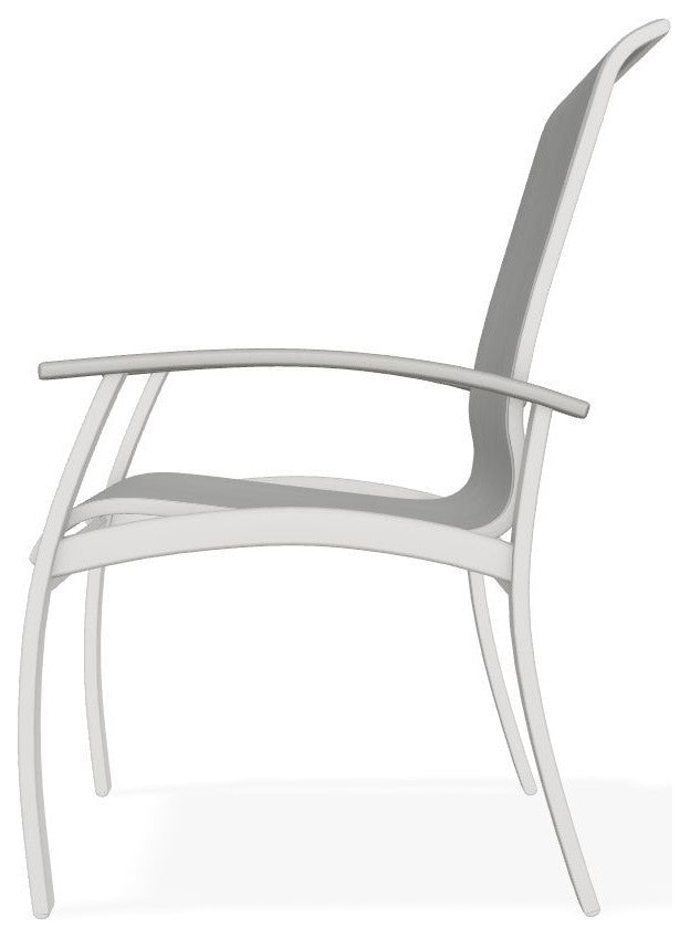 Belle Isle Sling Outdoor Dining Chair, Alloy/Snow