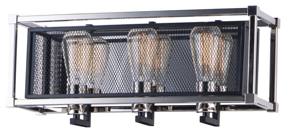 Maxim 12153 Refine 3 Light 21"W Bathroom Vanity Light - Black / Polished Nickel