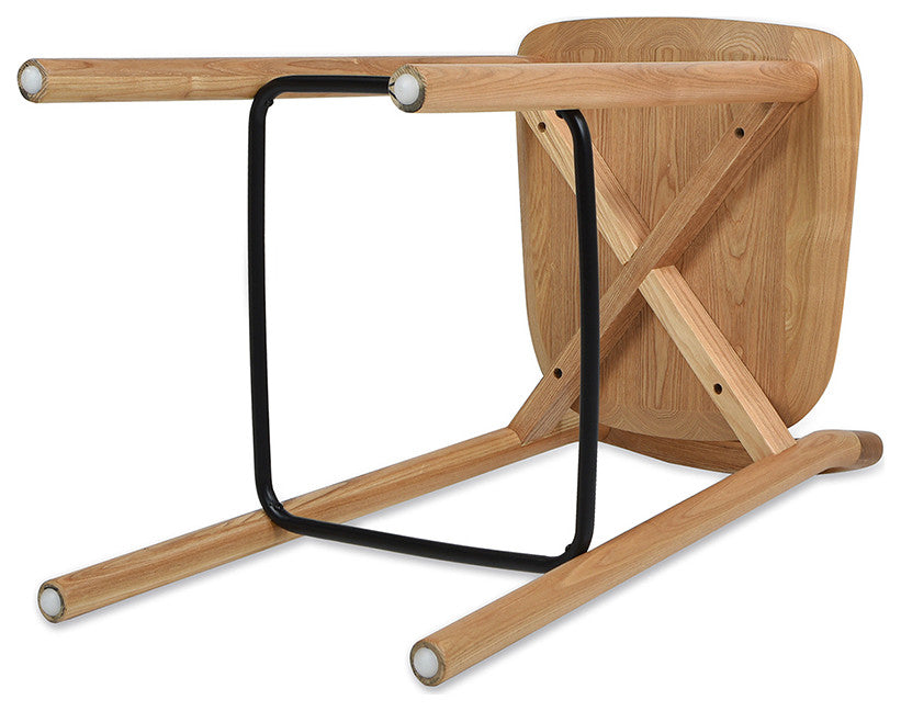 Sven 26.5" Low Back Solid Ash Wood Counter Stool, Natural Blonde