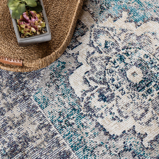 Ankara Vintage Medallion Area Rug, Gray/Ivory, 2x8