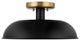 Colony 1-Light Small Semi-Flush Mount Fixture, Matte Black With Burnished Brass