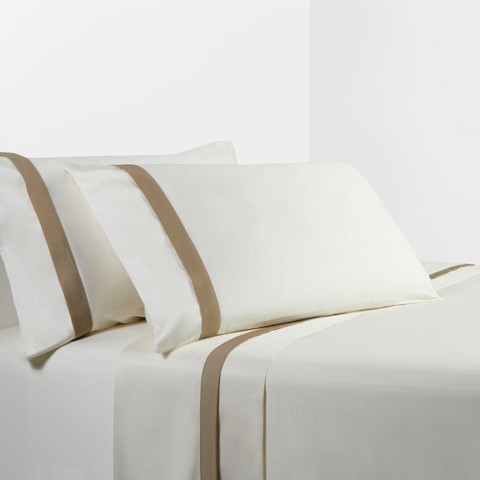 350 TC Cream Sheet Set With Tan Flange, King