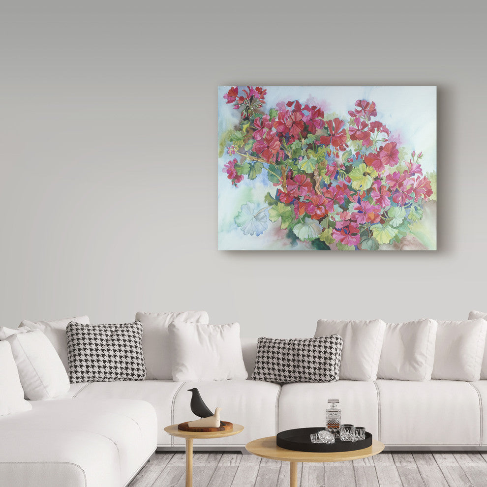 Joanne Porter 'Geraniums Reaching For The Sky' Canvas Art, 19"x14"