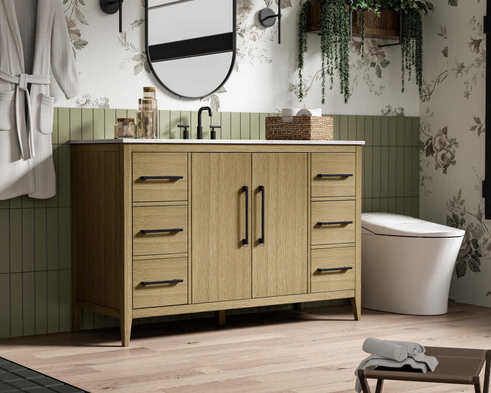 Home Living 54" Single Bathroom Vanity, Honey Brown