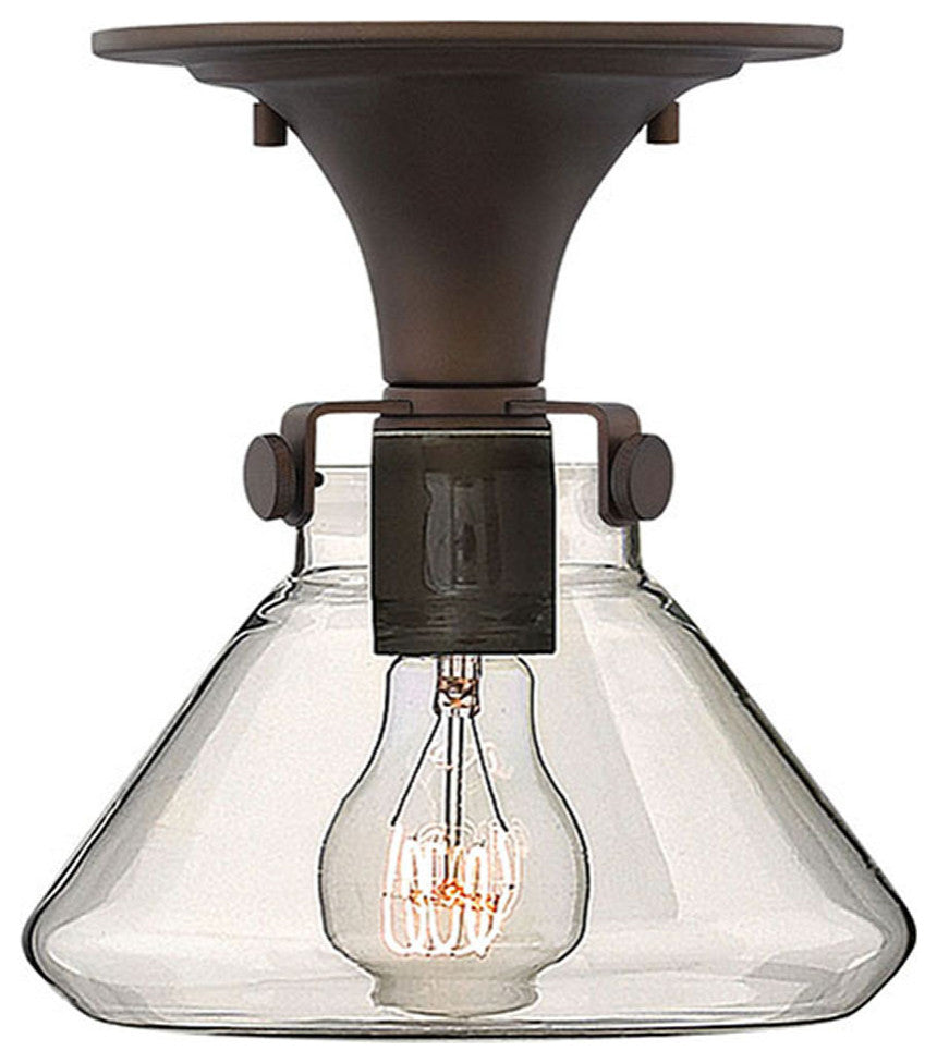 Hinkley Congress Small Retro Glass Flush Mount, Oil Rubbed Bronze