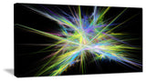 Yellow Blue Chaos Multicolored Rays, Oversized Abstract Canvas Wall Art, 60x28